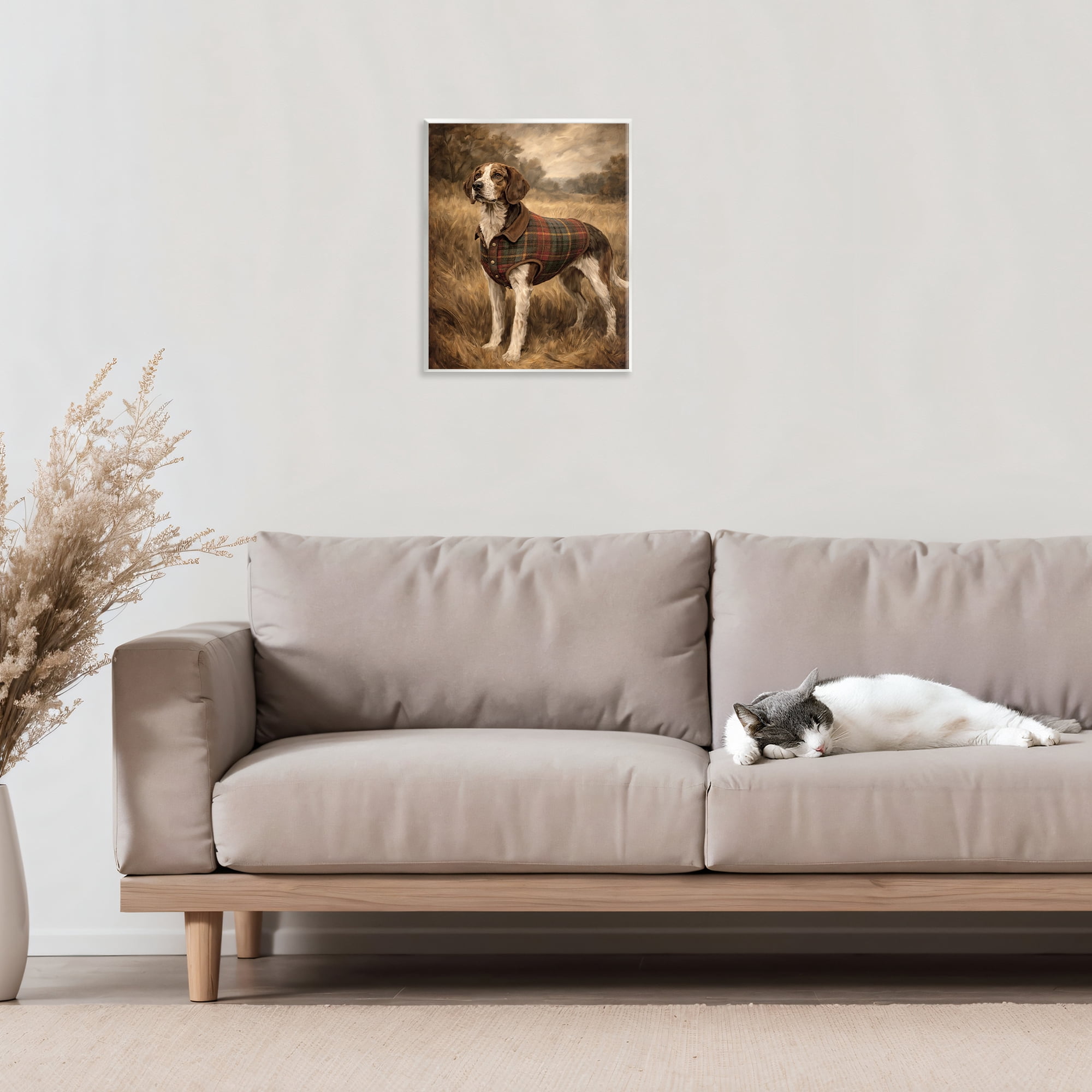 Stupell Industries Hunting Days Plaid Jacket Hound Wall Plaque Art, design by Kim Allen