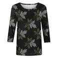 thumbnail image 3 of Patlollav Up to 65% off 3/4 Sleeve Shirts for Women 2024 Casual Summer Blouses Round Neck Print Pullover Trendy Loose T-Shirt, 3 of 6