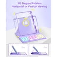 thumbnail image 4 of 7 Rainbow Backlight Rechargeable Detachable Keyboard Kit with Silent Wireless Mouse, 360 Swivel Adjustable Stand Case with Pencil Storage for iPad 7/8/9 10.2 inch, iPad Air 3 / Pro 10.5，Purple, 4 of 18