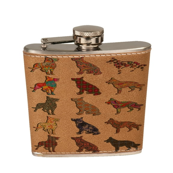 KuzmarK 6 oz. Leather Pocket Hip Liquor Flask - German Shepherd