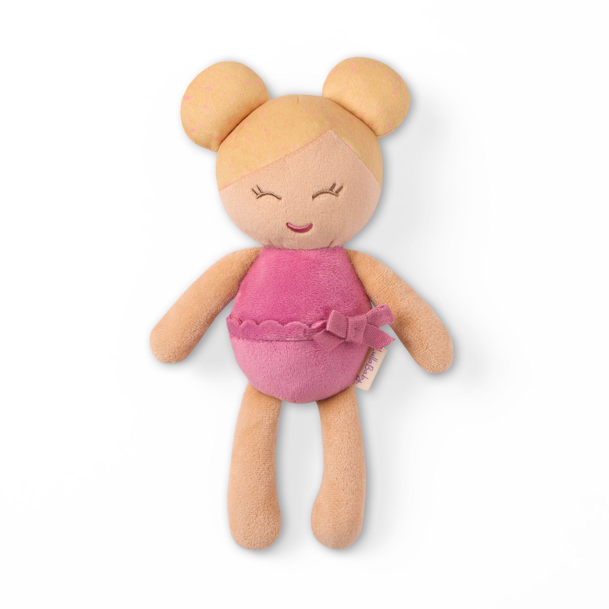 Petite poupée de bain en peluche – fille aux cheveux bruns made by Lullababy