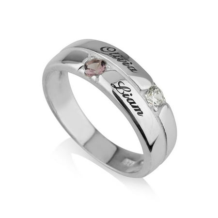 sterling silver ring personalized engraved birthstone simulated mothers stones custom walmart dialog displays option button additional opens zoom