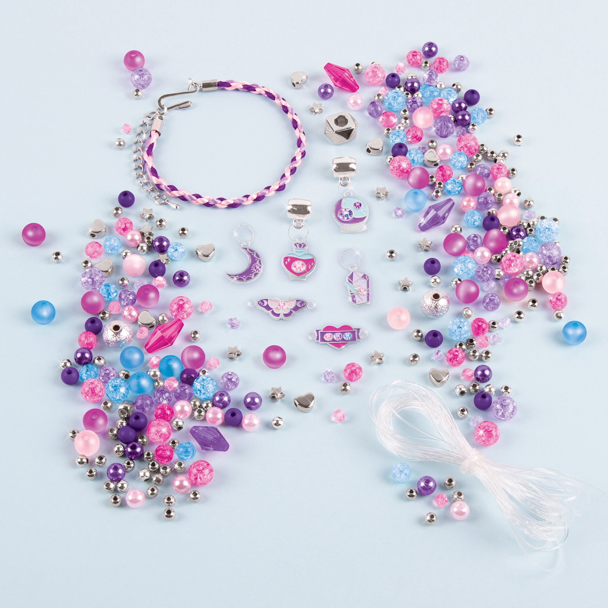 Make It Real: Crystal Dreams DIY Spellbinding Jewels & Gems - Create 8 Unique Charm Bracelets, 329 Pieces, Pink Purple & Blue, Tweens & Girls, Arts & Crafts, Kids Ages 8+
