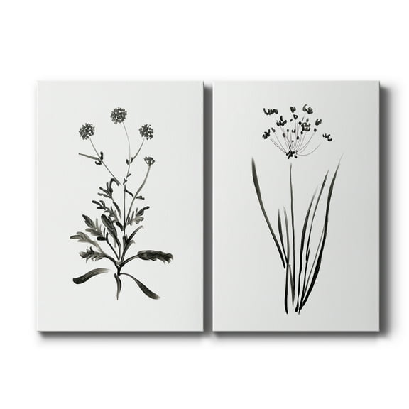 Inky Botanical I Premium Gallery Wrapped Canvas - Ready to Hang - Set of 2 - 8 x 12 Each