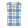 thumbnail image 5 of Fanxing Plus Size Plaid Vests for Women Button Down Collared Sleeveless Jacket Vintage Color Block Vest with Pockets Light Blue 5XL, 5 of 5