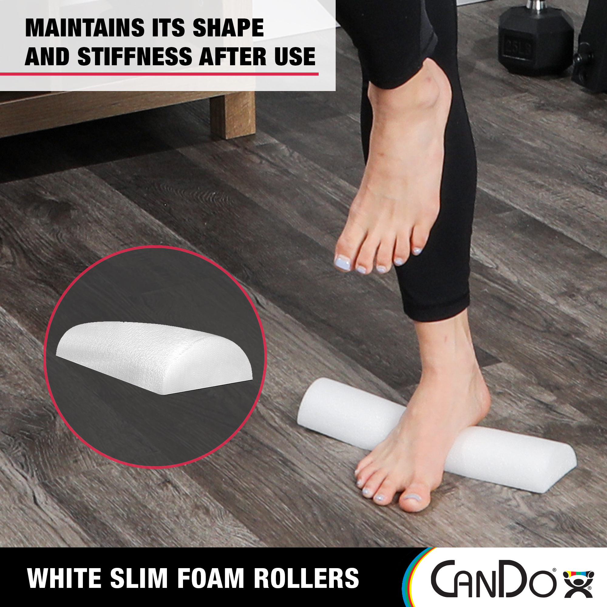 CanDo Slim White PE Foam Rollers for Exercise, Fitness, Muscle Restoration, Massage Therapy, Sport Recovery and Physical Therapy for Home, Clinics, Professional Therapy 3" x 36" Half-Round - image 5 of 6