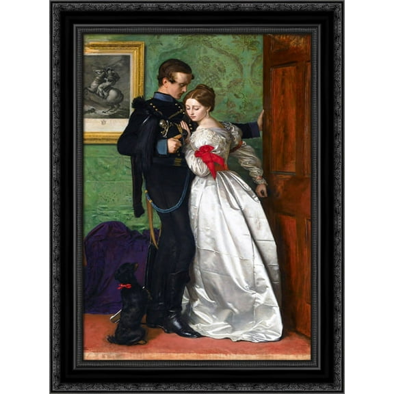 The Black Brunswicker 19x24 Black Ornate Wood Framed Canvas Art by Millais, John Everett
