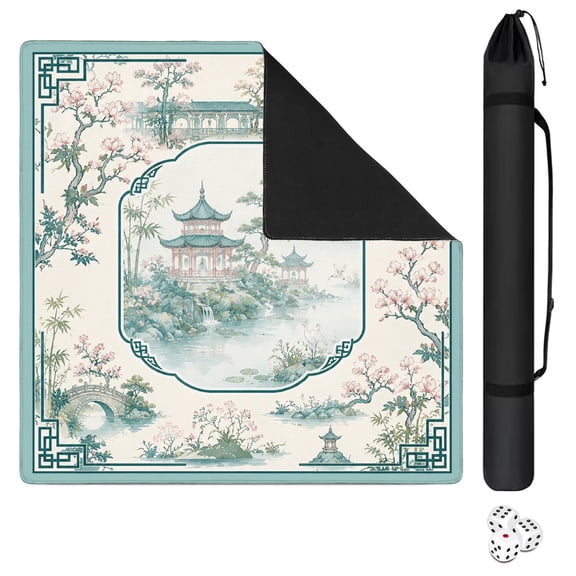 Anti-Slip Noise-Reducing American Mahjong Mat 31.5"x31.5", Easy Read Printed Rules, Soft Square Table Cover for Mahjong, Poker, Dominoes, Board Games, Tile Games and Family Game Nights