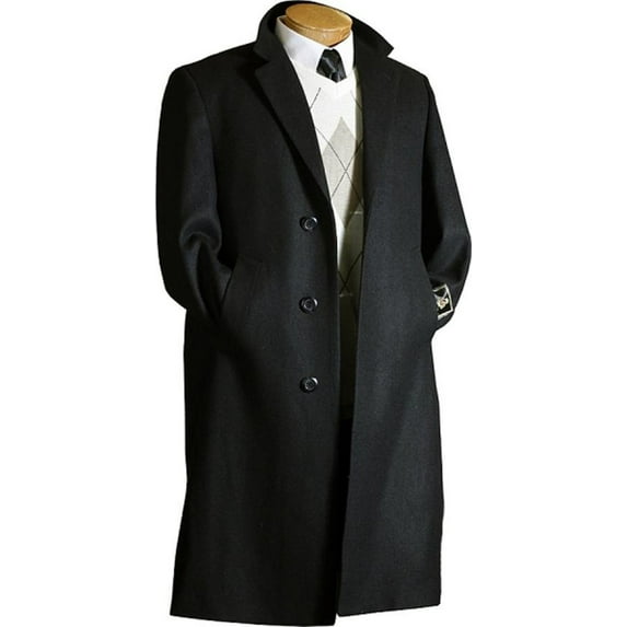 Long Wool Winter Dress Knee Length Coat Mens Dress Coat Black Long Style Wool / Overcoat