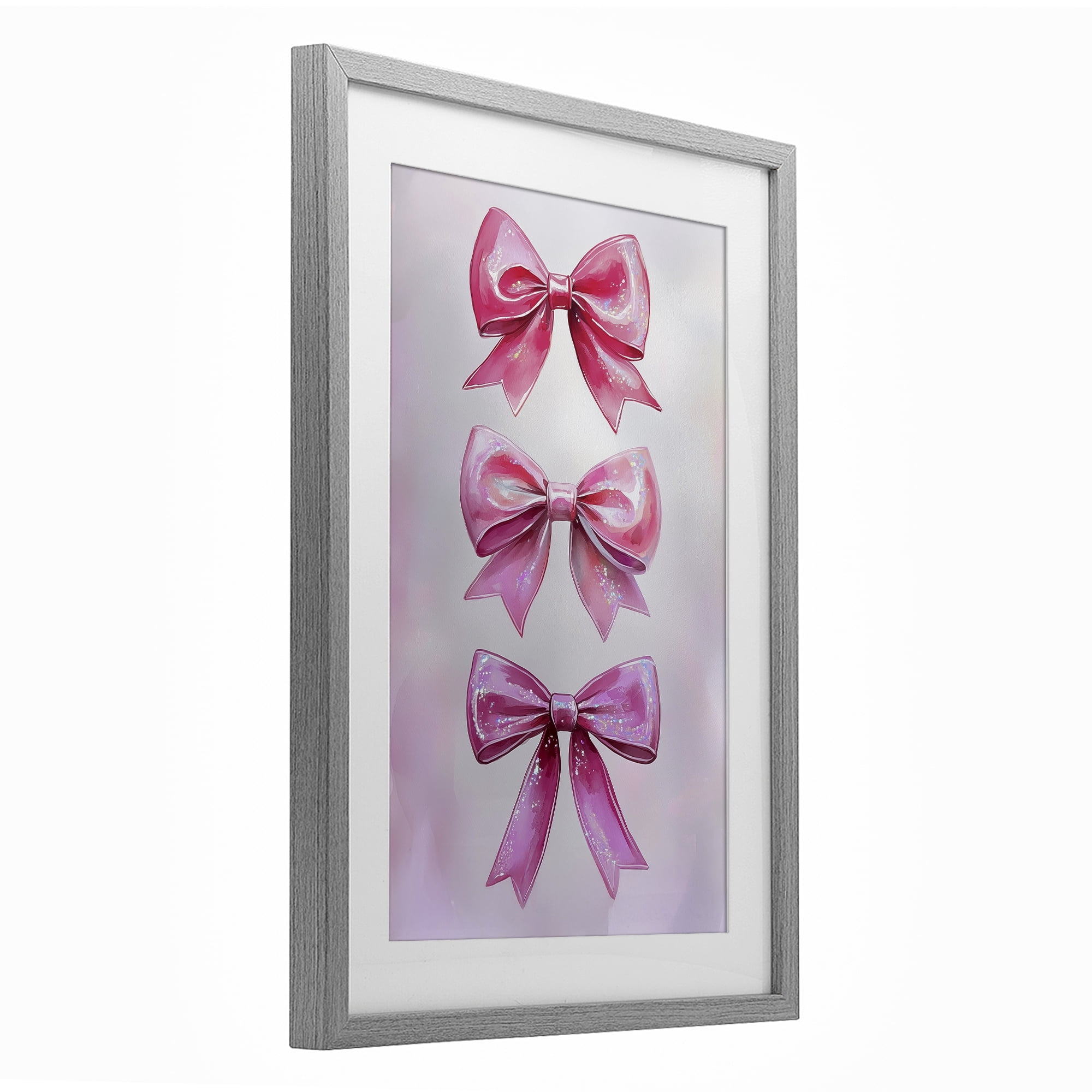 Stupell Industries Blush And Satin Ribbons Gray Framed Print Under Glass, design by Annabelle Hall