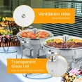 thumbnail image 6 of 5Qt 4 Pack Chafing Dish Buffet Set, NSF Stainless Steel Round Chafers for Catering, Buffet Servers and Warmers Set with Glass Lid & Lid Holder, Thick Stand Frame for Wedding Party Banquet Event, 6 of 9