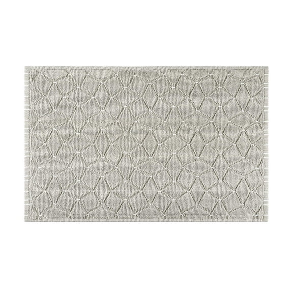 Martex Restore Geometric Cotton Bath Rug, 20" x 32", Diamond Grey