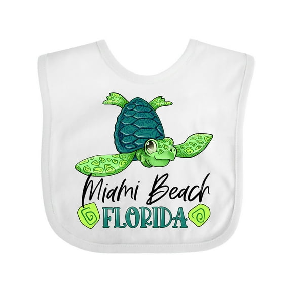 Inktastic Miami Beach, Florida Happy Sea Turtle Boys or Girls Baby Bib
