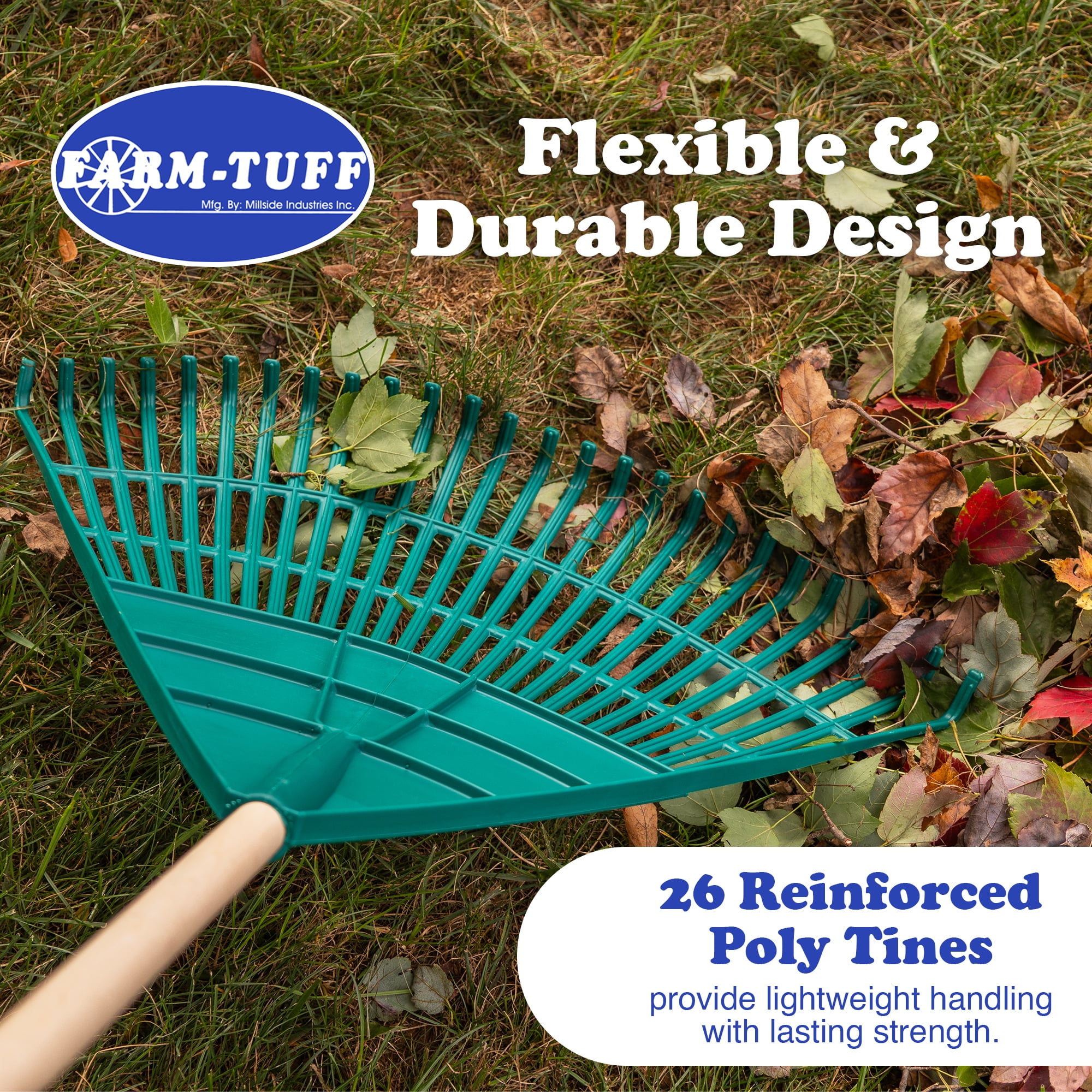 Farm Tuff Hardwood Leaf & Lawn Rake - Thumbnail 2