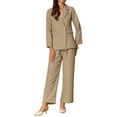 thumbnail image 2 of Women's Two Piece Sets Dressy Business Work Office Casual Outfits Blazer Pantsuits Sets XS Khaki, 2 of 6