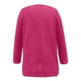 thumbnail image 5 of Telankuip Long Sleeve Loose Fit Casual Waffle T-Shirts for Women Oversized Soft Comfortable Solid Color Tees Crewneck Fall Pullover Tops 2025 Fashion Street Style Outfits Hot Pink XL, 5 of 5