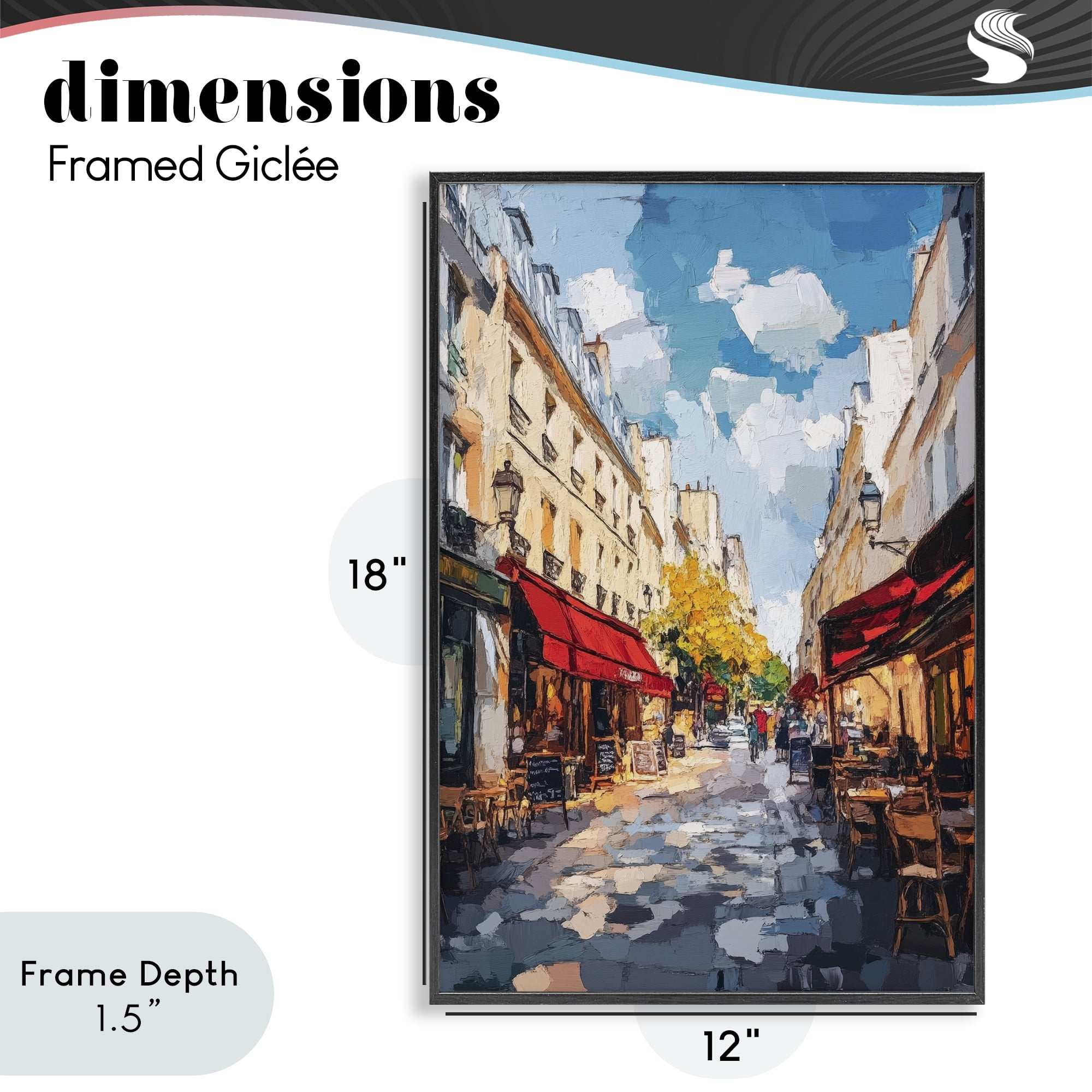 Stupell Industries Charming Paris Street Scene Black Framed Giclee Art, design by Petal Prints Design