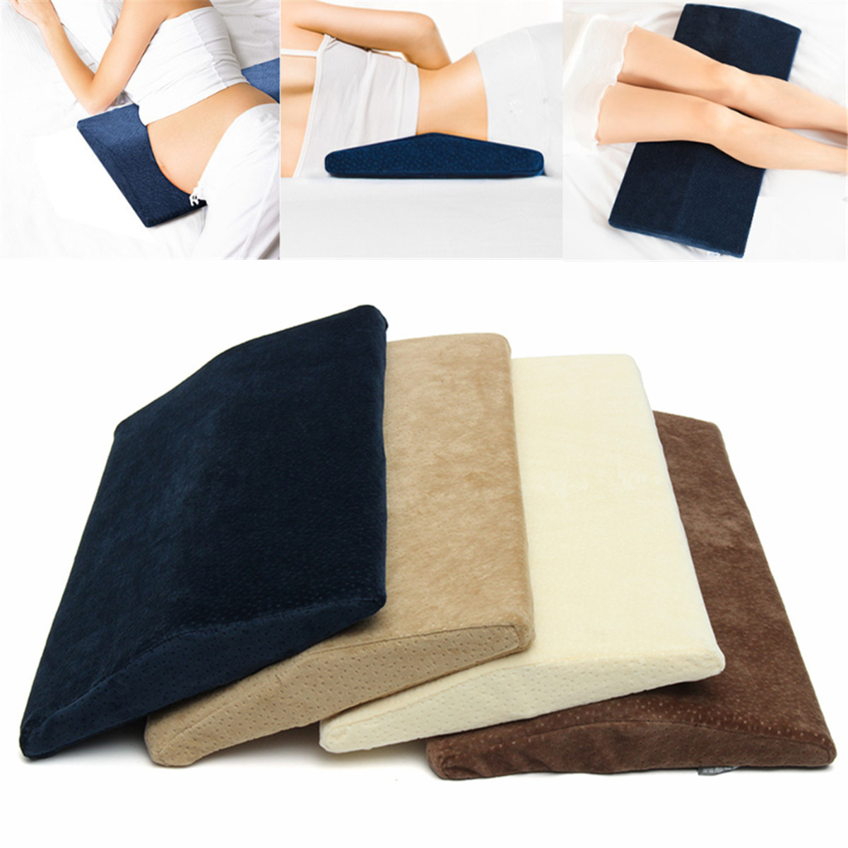 60x30cm Memory Foam Lumbar Pillow Sleeping Waist Back Support Cushion