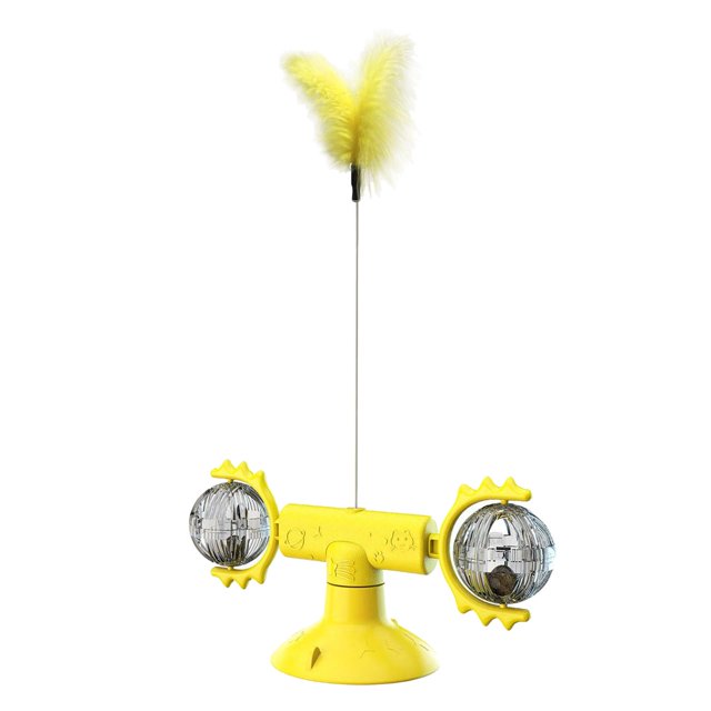 lionlar Cat Indoor Toys Interactive Cat Toy 360 Degree Rotation Catnip Ball Kitten Toys Yellow
