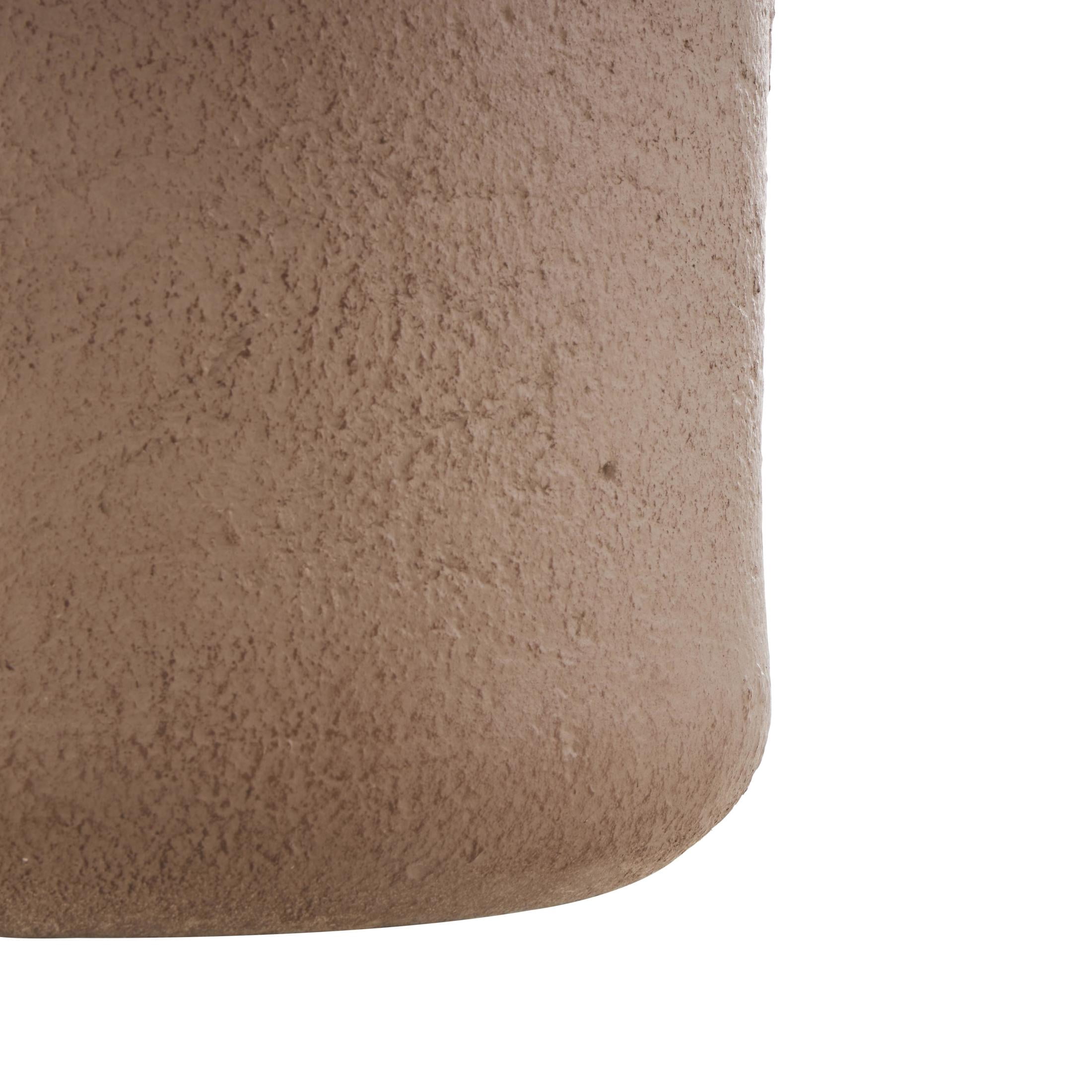 DecMode 19" Abstract Distressed Textured Brown Paper Mache Vase with Triangular Handle