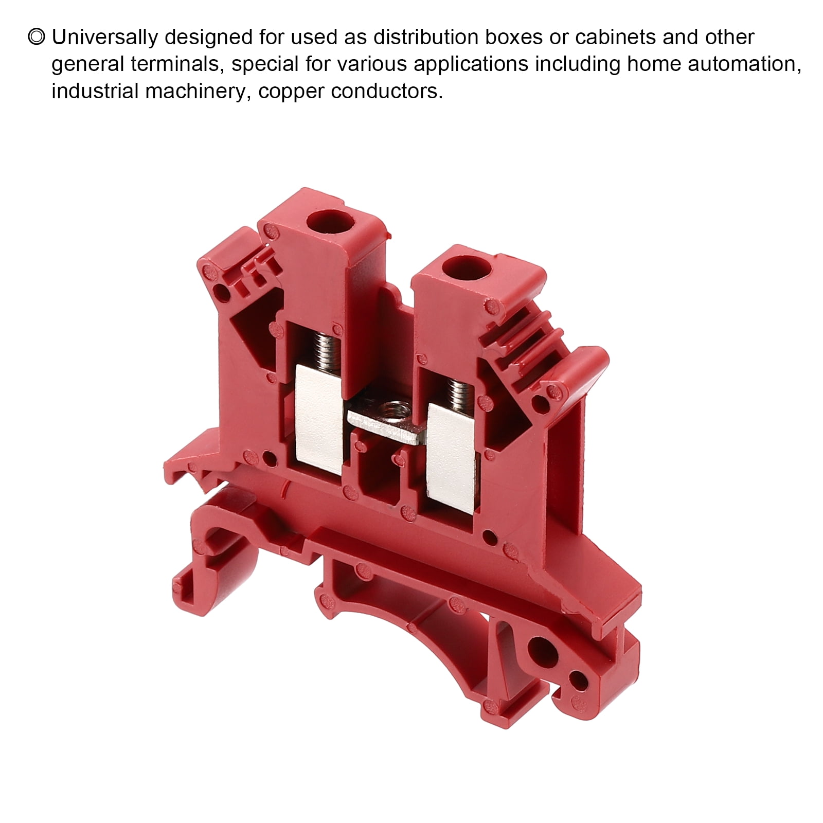 Uxcell Terminal Blocks 100 Pack UK-2.5B Rail Mount Fuse Holder Screw Terminal Block Wire End Bracket Stopper Din Rail Screw for DIY Electronic Circuits Machine Appliances, Red