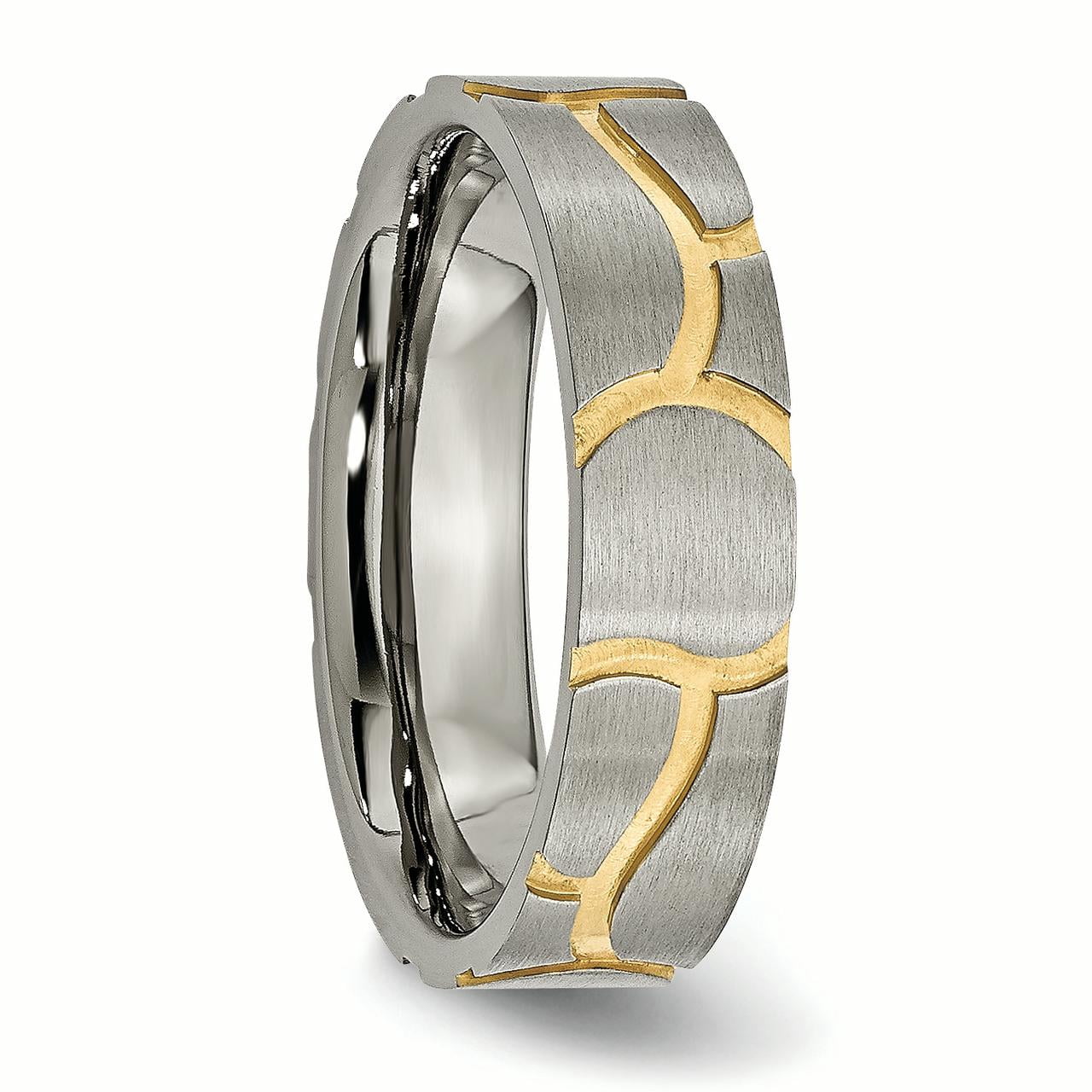 Titanium Grooved Yellow IP-plated Ladies 6mm Brushed Band
