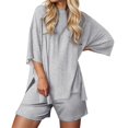 thumbnail image 2 of MAIHAN Women Casual Outfits Women Clothing Short Sleeve Tops Shorts Elastic Waist Shorts 2pcs Clothes Set Plus Size Travel Outfits for Women, 2 of 6