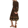 thumbnail image 3 of INSPIRE CHIC Women's Boho Dresses Floral Crew Neck Long Sleeves Midi Summer Dress S Black White, 3 of 6