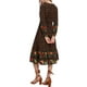 thumbnail image 3 of VESTIDOS BOHO CHIC de INSPIRE para Mujeres, Floral, Cuello Redondo, Mangas Largas, Vestido Midi de Verano, Negro-Rojo-Amarillo Floral M, 3 of 6