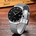 thumbnail image 4 of Men's Watch Ultra Thin Waterproof Wristwatch Men Fashion with Black Stainless Steel Strap Mesh Analogue Quartz Business Men Watches, 4 of 5