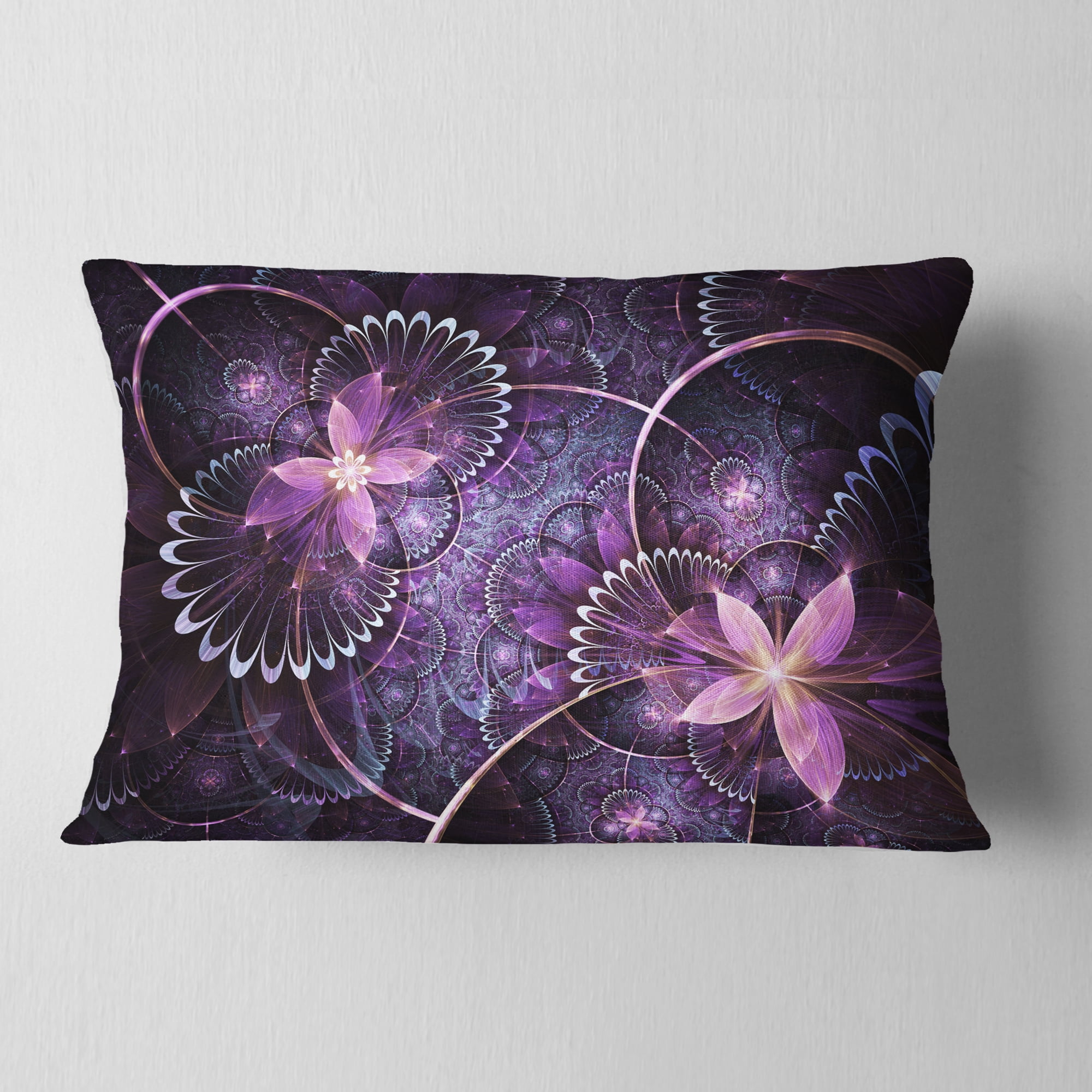 Designart 12" x 20" Purple Polyester Throw Pillow