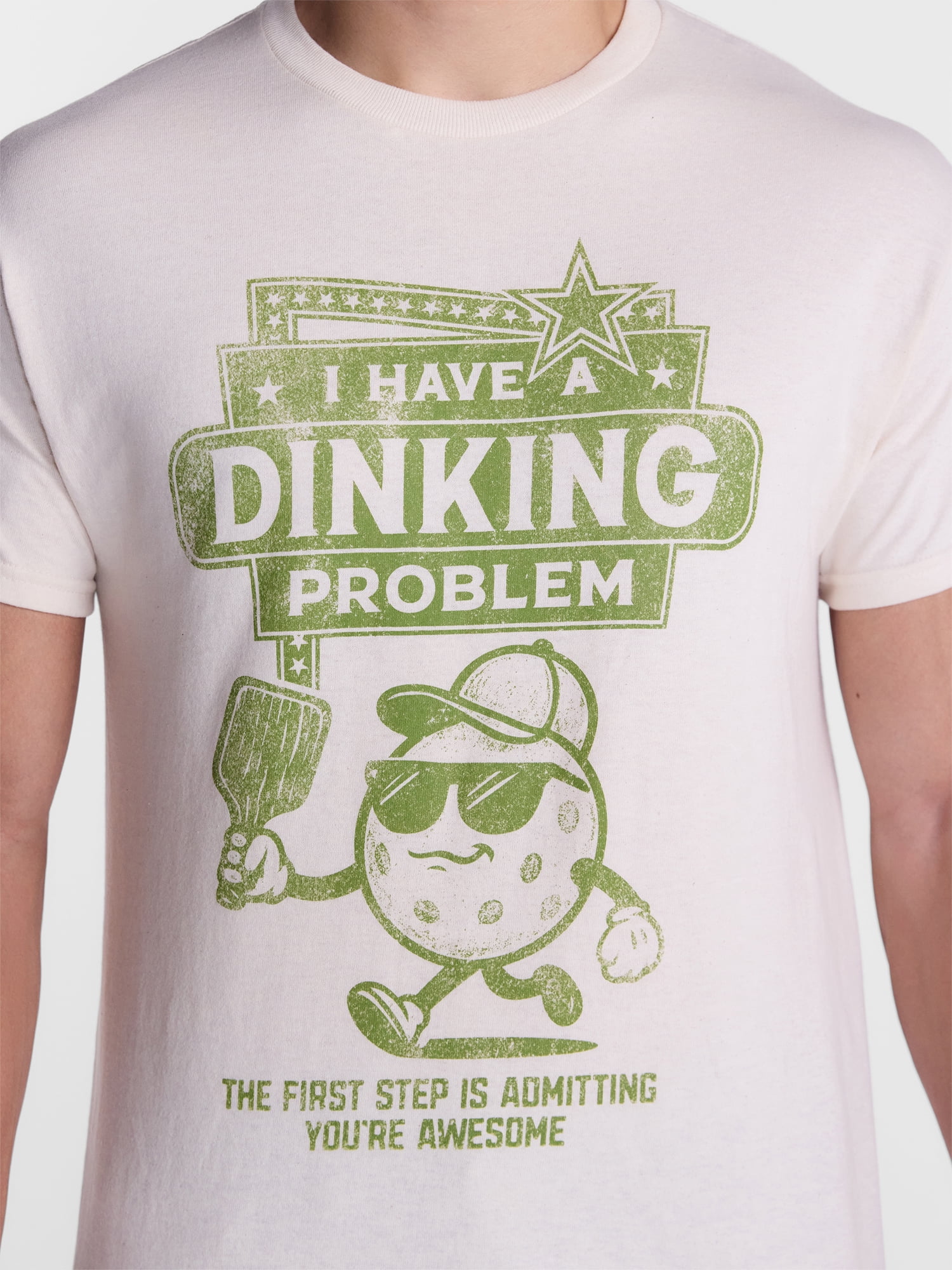 Humor Men's and Big Men's Dinking Problem Pickleball Graphic Tee with Short Sleeves, Size S-3XL