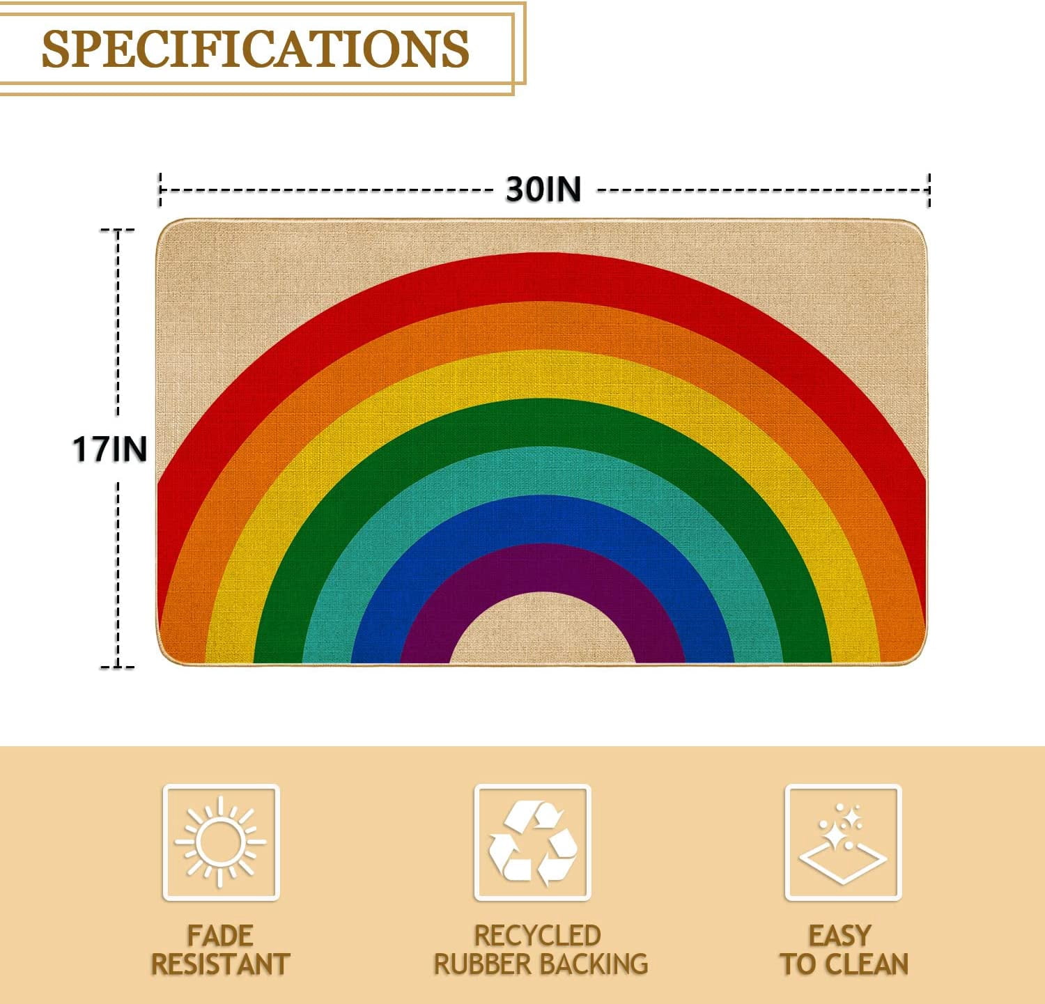 leevon Rainbow Doormat Outdoor Indoor,Cute Pride Door Mat Color Front Door Decor Mat Rug,Welcome Entrance Floor Mats,17 x 30 in 17x30 inches