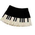 thumbnail image 4 of Women's Schoolgirl High Waist Pleated A Line Skirt Vintage Aesthetic Piano Key Print Flared Short Skater Skirts, 4 of 8