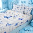 thumbnail image 3 of Erosebridal Vintage Blue Butterfly Zipper Twin Comforter Sets with Fitted Sheet and 2 Pillowcases for Girls, Lavender Bloom Zipper Bedding Set, Stars Reversible, 4 Pieces, 3 of 7