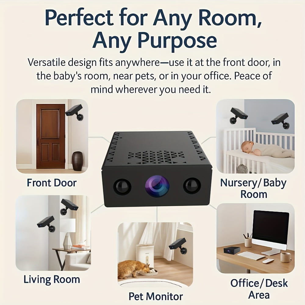 Mini Wireless Security Camera: Full HD, Night Vision, Motion Detection, Voice Recording, Built-in AP Hotspot, No Internet Required, Easy Install, Cloud Storage for Home, Baby, Pet - Black