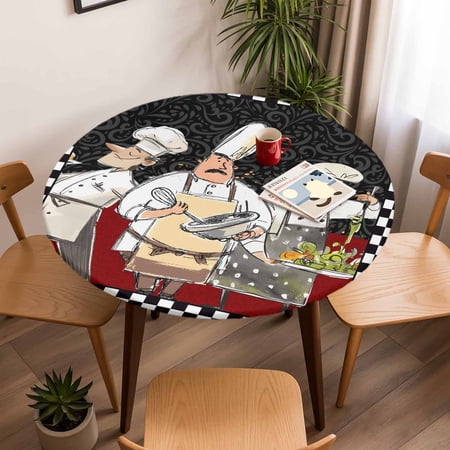 Cartoon Kitchens Cooks Round Fitted Tablecloth with Elastic Edge Waterproof Table Cloth Fits Tables Up to 45 -54 Wipeable Washable Table Cover for Indoor Outdoor Dinning Black White Geometric Plaid Cartoon Kitchens Cooks Round Fitted Tablecloth with Elastic Edge Waterproof Table Cloth Fits Tables Up to 45 -54 Wipeable Washable Table Cover for Indoor Outdoor Dinning Black White Geometric Plaid