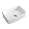 thumbnail image 2 of Single Bowl Kitchen Sink - 33 Inch Fireclay Deep Curved Apron Front Kitchen Sink - Premium White Kitchen Sink for Home, Farmhouse (Grid & Strainer Included), 2 of 11