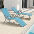 thumbnail image 2 of Crestlive Products Set of 2 Outdoor Aluminum Folding Patio Chaise Lounge Chairs, Blue, 2 of 5