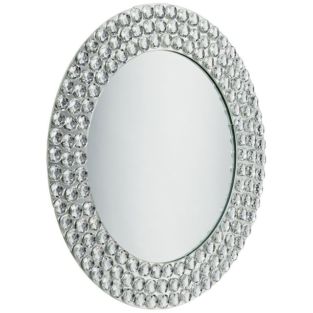 ChargeIt! By Jay Framed Charger Large Decorative Mirror Glass Service Plate for Home & Professional Fine Dining-for Catering Events, Dinner Parties, Catering & Weddings, Round, 13", Beads