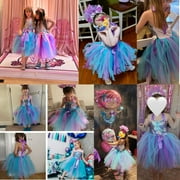 Jurebecia Girls Mermaid Princess Costume Halloween Dress for Christmas, Birthday with Accessories, Ages 4-5, Multicolor)