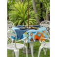 thumbnail image 3 of Outdoor Tablecloth with Umbrella Hole for Patio/Picnic/Party/Camping, Blue Yellow Cartoon Truck Waterproof Table Cloth Round Cover Washable, Cute Engineering Vehicle (Dia 60"), 3 of 8