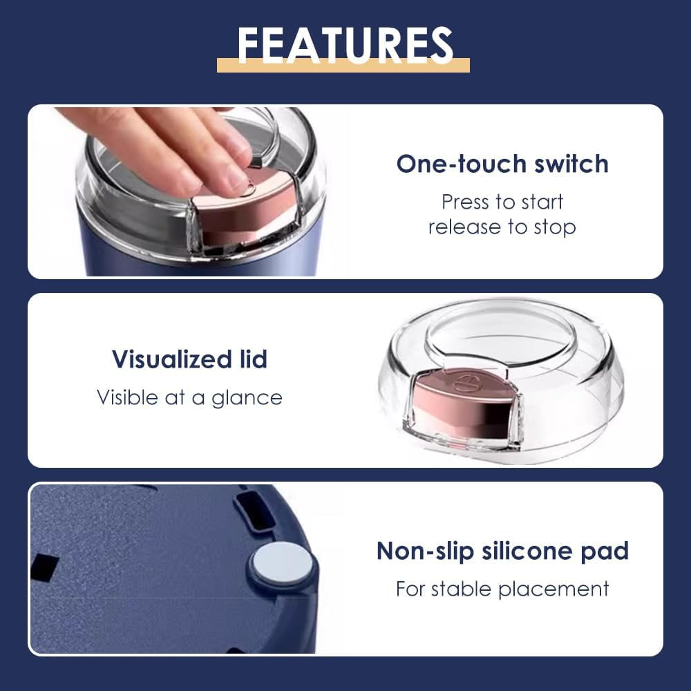 Electric Coffee Grinder, 2025 New Coffee Grinders for Home Use, Portable Spice Grinder Electric Fine Powder,Heavy-Duty Stainless Steel Blades for Herb, Spice, Beans