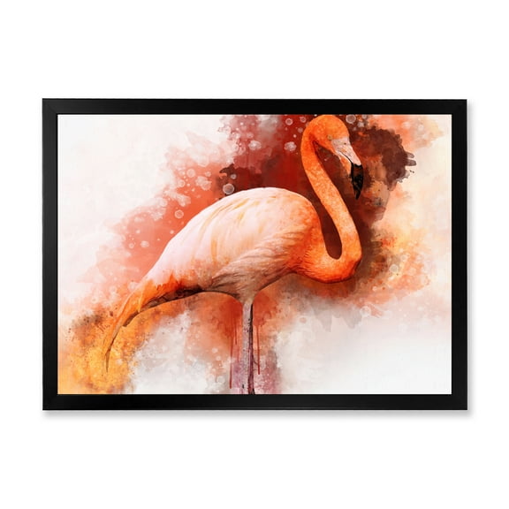 Designart 'Abstract Portrait of Pink Flamingo II' Farmhouse Framed Art Print