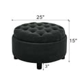 thumbnail image 6 of CQSXDA Versatile Upholstered 25 Inch Round Ottoman with Removable Top and Tray for Coffee Table Use in Living Rooms and Bedrooms, Black, 6 of 10