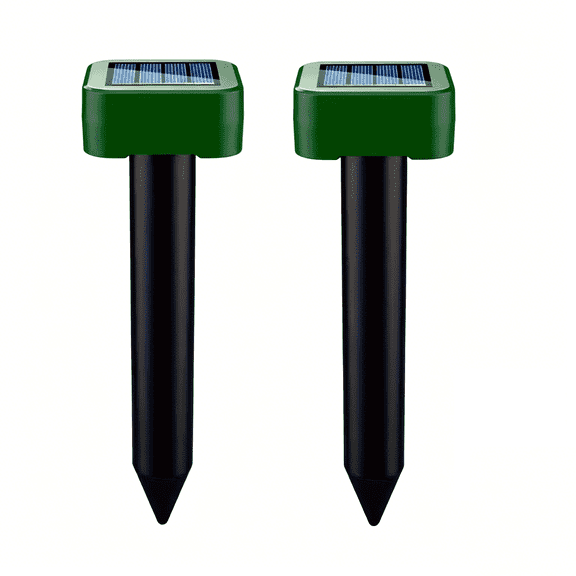 Sycees 4 Pack Solar Mole Snake Repeller, Ultrasonic Pest Repellent Stake for Yard Garden, Repel Moles, Voles, Snakes & Rodents