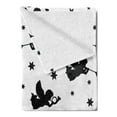 thumbnail image 2 of Angel Soft Flannel Fleece Throw Blanket, Cupid with Trumpets Angels Sky Stars Fairy Xmas Season Yule Celebration Art, Cozy Plush for Indoor and Outdoor Use, 50" x 60", Black White, by Ambesonne, 2 of 5