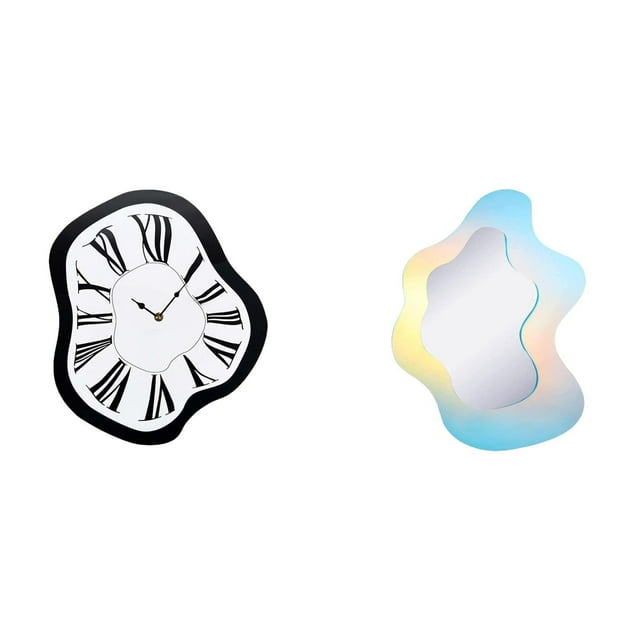 Reloj De Pared Acrílico Distorsionado Con Espejo Ondulado. Diseño Creativo, Lujoso Y único. Reloj Decorativo Moderno Con Efecto Fundido Para Baño, Escritorio O Tienda.