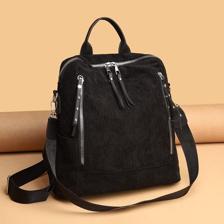 Womens Corduroy Casual Backpack Purse Convertible Travel  display picture 3