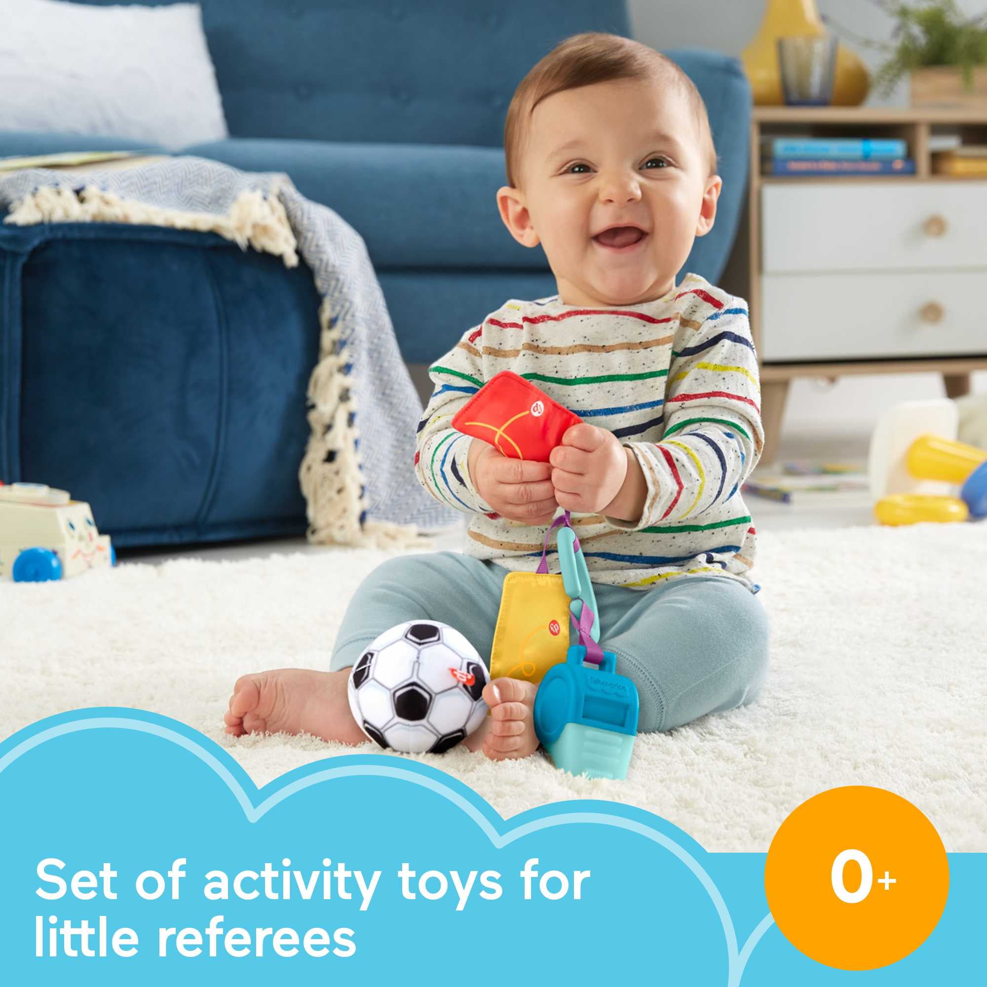 Fisher-Price Just for Kicks Gift Set Infant Baby Rattle & Teether Toys with Plush Ball, 4 Pieces